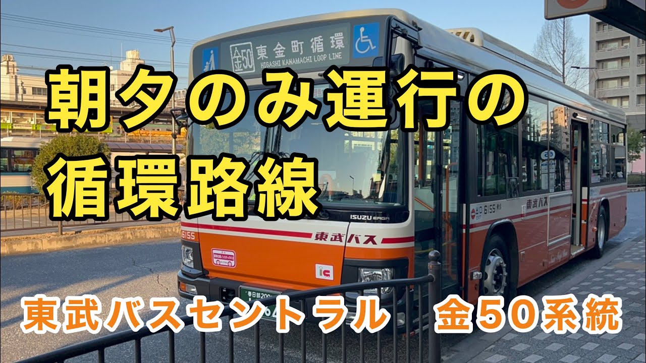 【外環の側道を通る循環バス】東武バスセントラル金50系統東金町循環に乗車。　金町駅→東金町運動場入口→高州大入→金町駅　　いすゞエルガ　2TG-LV290N4    社6155    2024年式