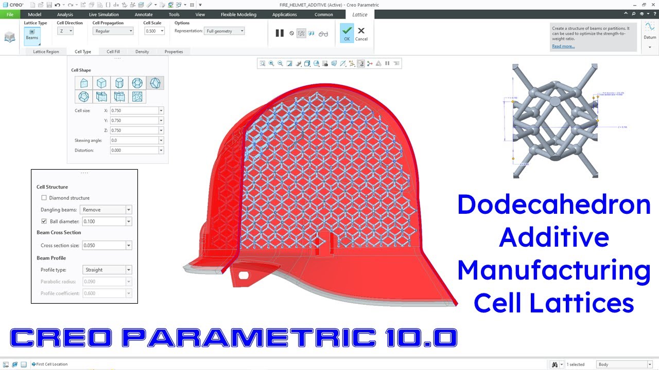 Creo Parametric 10.0 - Additive Manufacturing - Dodecahedron Cell Lattices