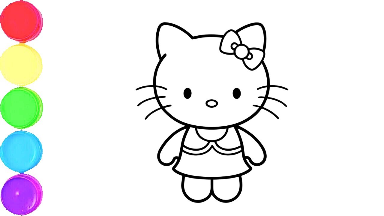 Милый рисунок Hello Kitty, раскраска и рисование для детей и малышей_ Детское творчество