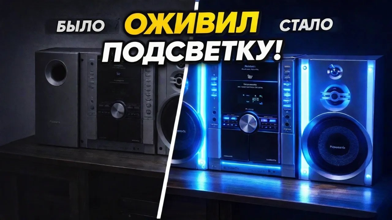 РЕМОНТ музыкального центра Panasonic SA-VK650EE. Не работает подсветка по краям передней панели.