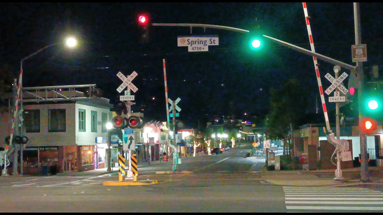 Late Night MTS Trolley Action In La Mesa (Spring St & La Mesa Blvd)