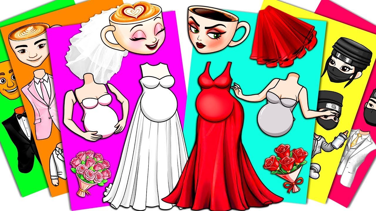 💖Paper DIY💖 PREGNANT BRAINROT WEDDING: Ballerina Capuccina & Tung Tung Tung Sahur - Sticker Book