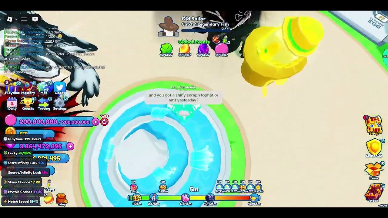 Bubble Gum Simulator Infinity (BGSI) Shiny Mythic leviathan tophat :O