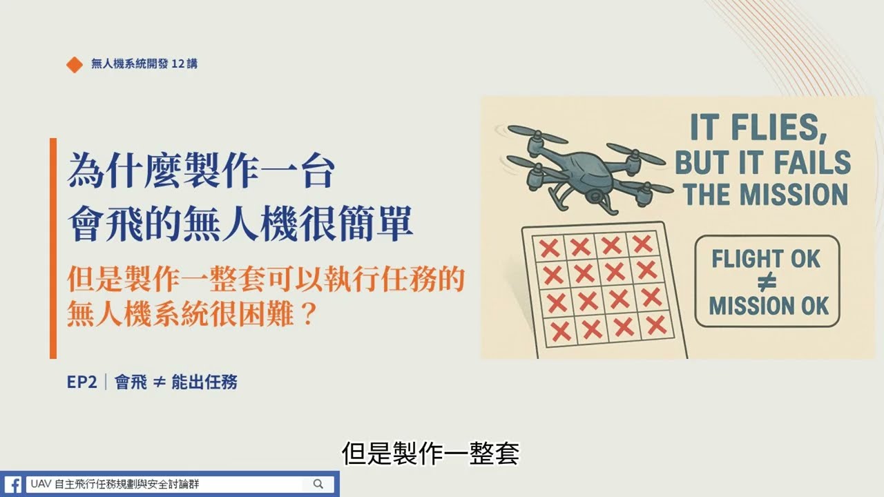 無人機系統開發12講 EP2 為什麼製作一台會飛的無人機很簡單，但是製作一整套可以執行任務的無人機系統很困難