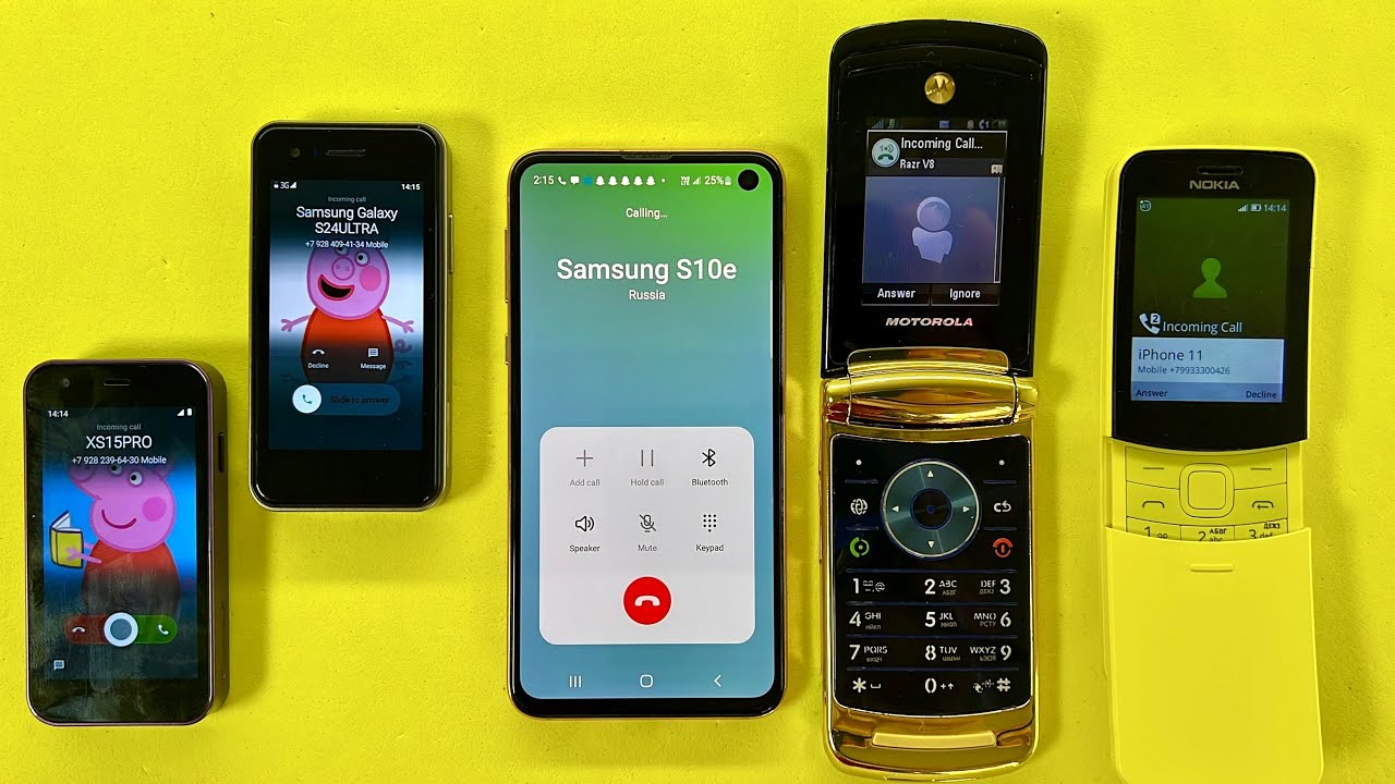 Calls Without Interruption on Samsung S10e/ S24Ultra, Motorola RAZR V8, Nokia 8110 | Incoming Call 