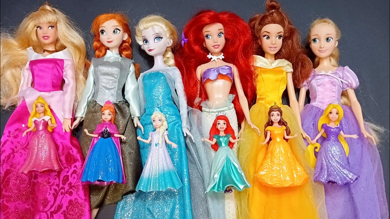 Rainbow Disney Princess Doll Mattel and Original Dolls ~ DIY Miniature Dress Satisfying Dolls ASMR
