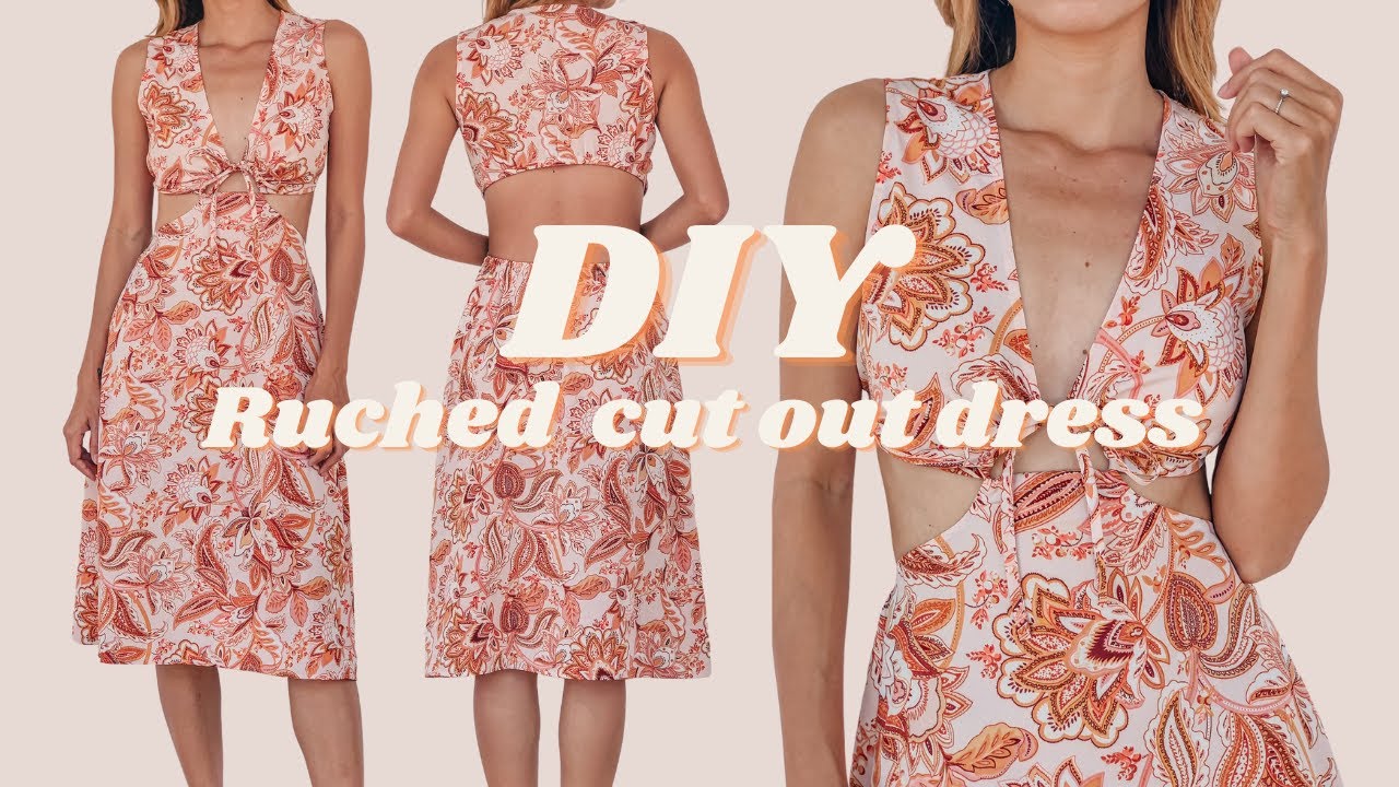 DIY RUCHED CUT OUT DRESS | Vacation wardrobe (Ep 1) | Step by step sewing tutorial