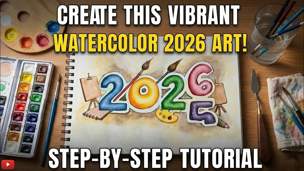 Learn to Paint 2026 Art Text with Watercolors | Easy Vibrant Art Tutorial