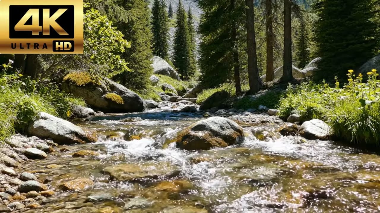 Beautiful Forest Stream Ambience 🌲💧 | Peaceful Nature Sounds • 4K 1 Hour