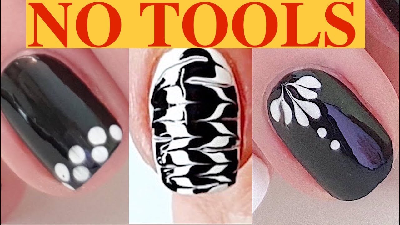 9 Easy Black and White Nail Designs without tools 💅  / Nail Art Compilation