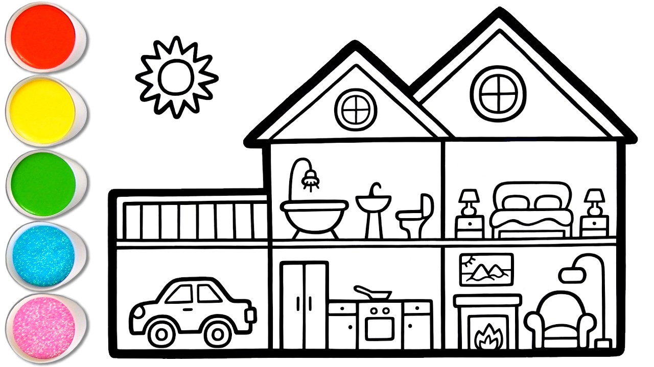 Dibujo F&aacute;cil de una Secci&oacute;n de Casa de Dos Pisos 🏠 Im&aacute;genes de Interiores #99