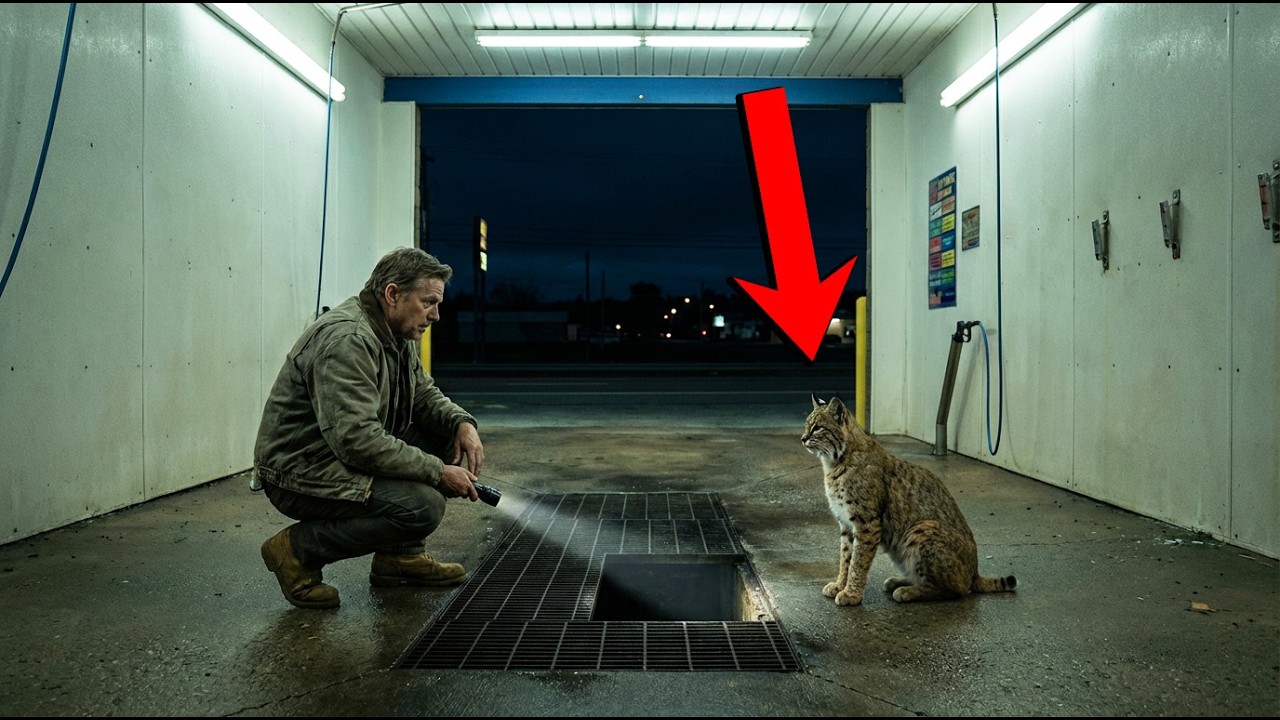 Bobcat Sat in the Car Wash Bay All Night—Until the Owner Found a Phone Ringing in the Drain…