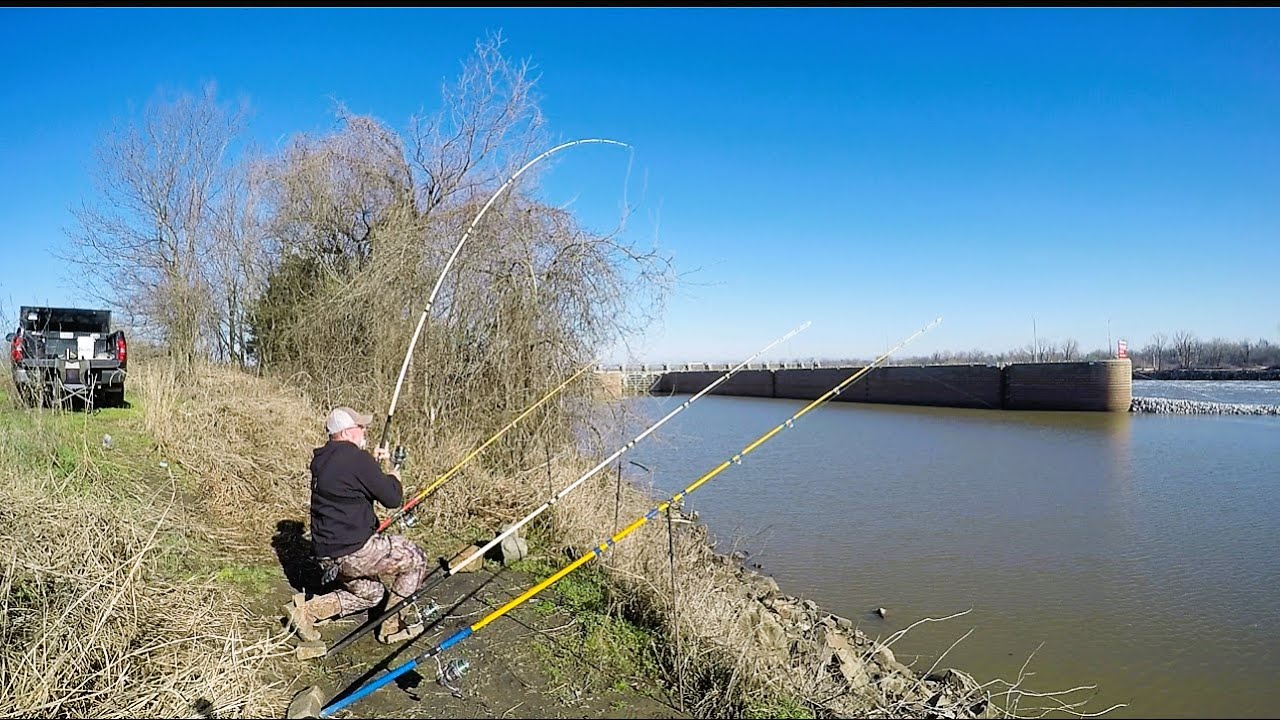Catfishing at the dam fast action fishing