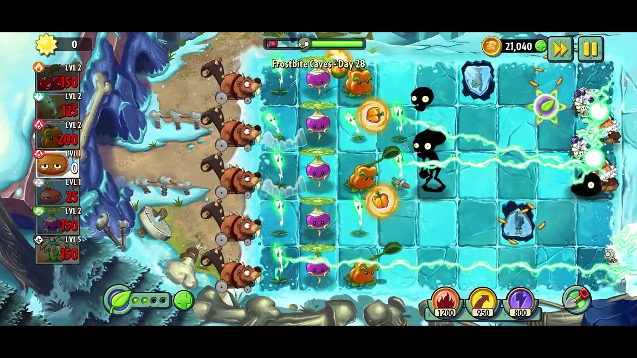 Пещеры мороза. День 28. Растения против зомби 2
