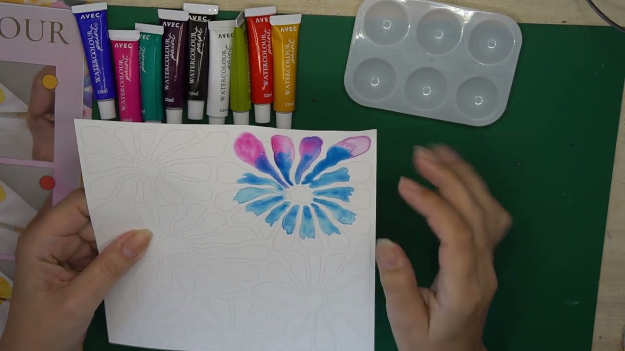 Das Ergebnis nach dem Trocknen. Vom Test Watercolour- Set von Action.