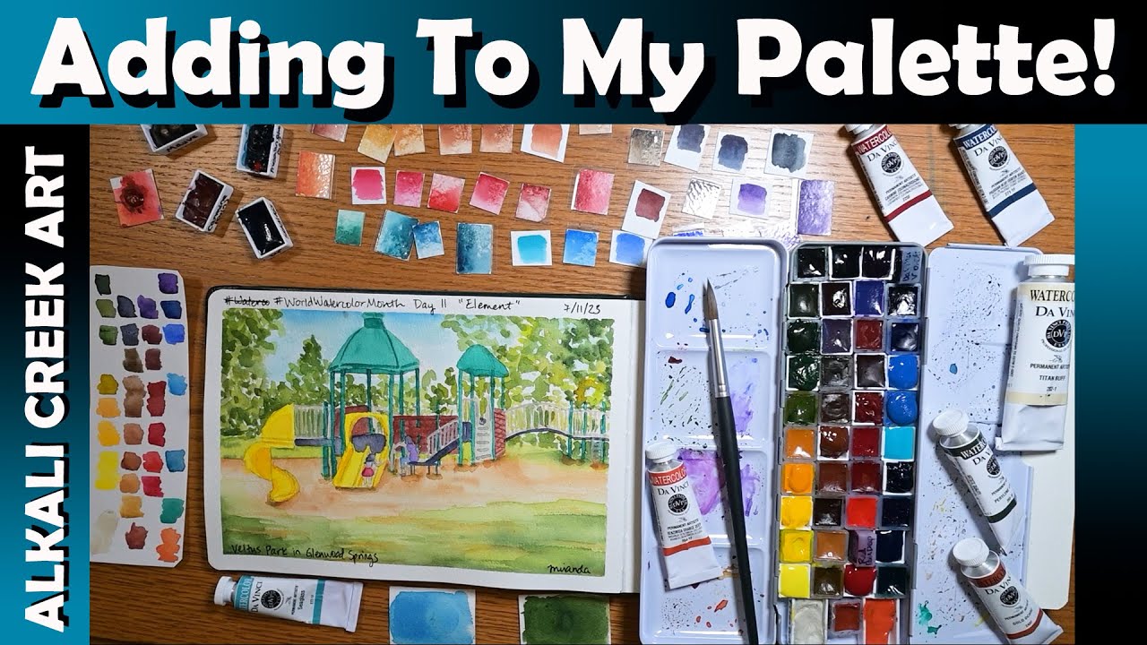 Adding a bunch of new colors to my Da Vinci watercolor palette and painting in the park!