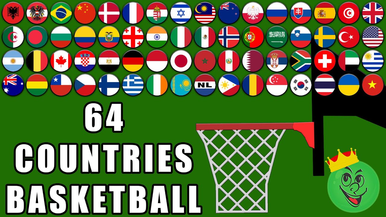 Basketball Marble Race with 64 Countries 10 \ Marble Race King
