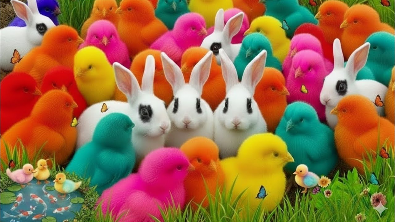 Ayam Lucu, ayam warna warni, ayam rainbow, kelinci lucu, bebek lucu, ikan koi, Hewan Lucu