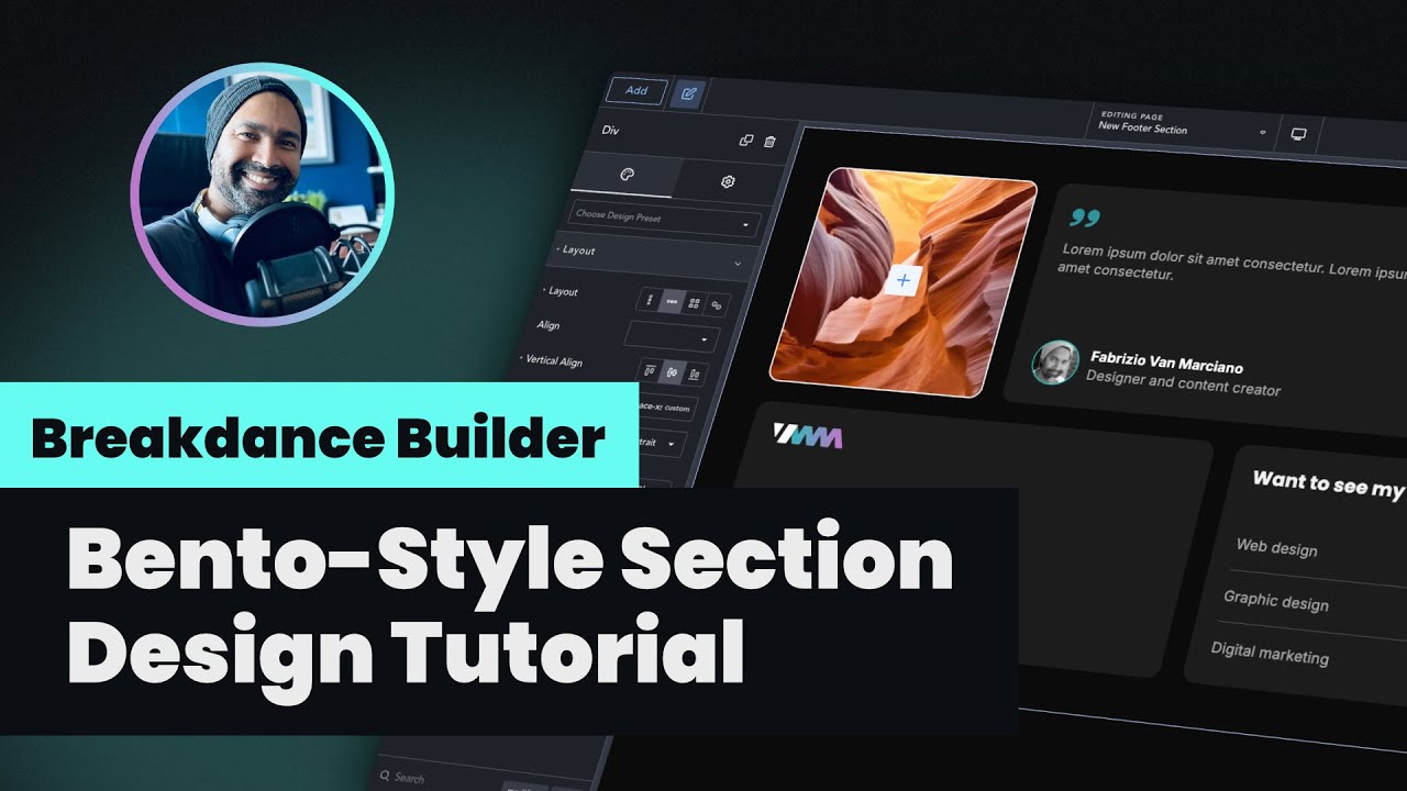 Breakdance Builder: Учебное пособие по созданию раздела нижнего колонтитула в стиле Bento