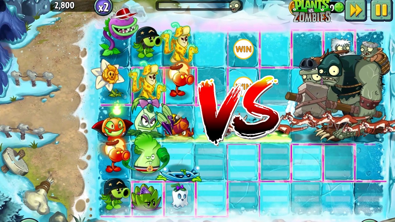 PVZ 2 -Random 5 Plants Team Vs Ice wease & Gagantuar  Zombies - Who is stronger ? #pvzgameplay