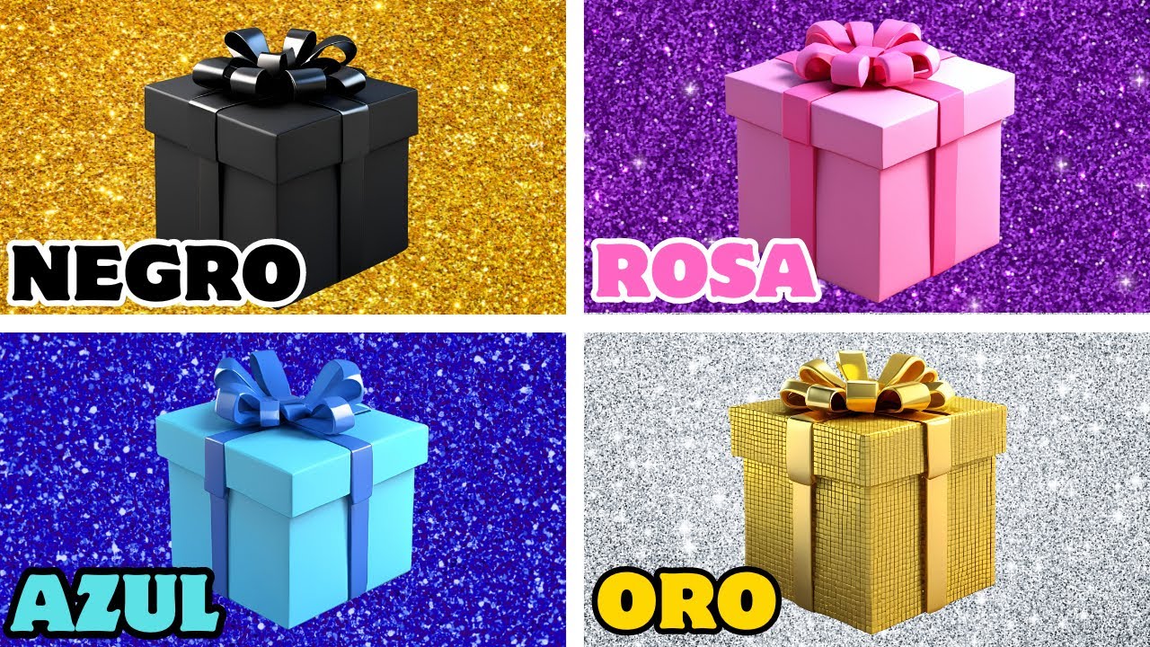 Elige un Regalo de 4 🎁👑💗💙🖤 | Adivinanzas de Regalos de 4 - Cajas Misteriosas 😍