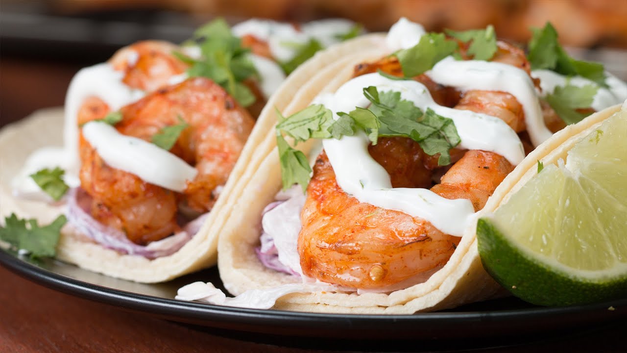 Grilled Shrimp Tacos with Creamy Cilantro Sauce