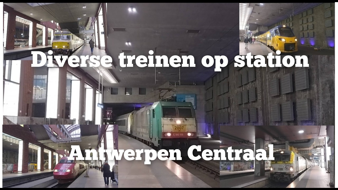 Diverse treinen op station Antwerpen Centraal (België)