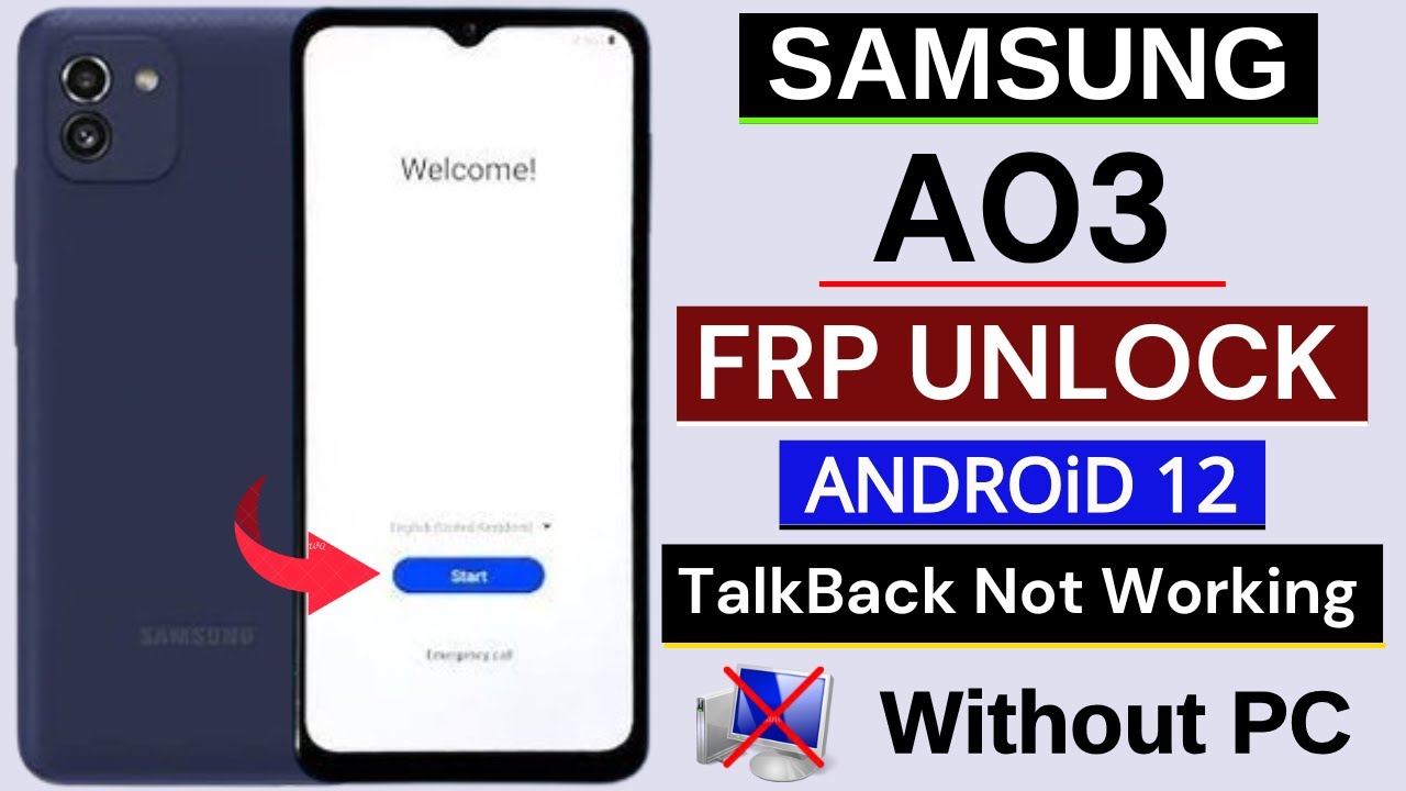 Samsung A03 Frp Bypass/Unlock TalkBack Not Working Android 12 | Without PC-2024