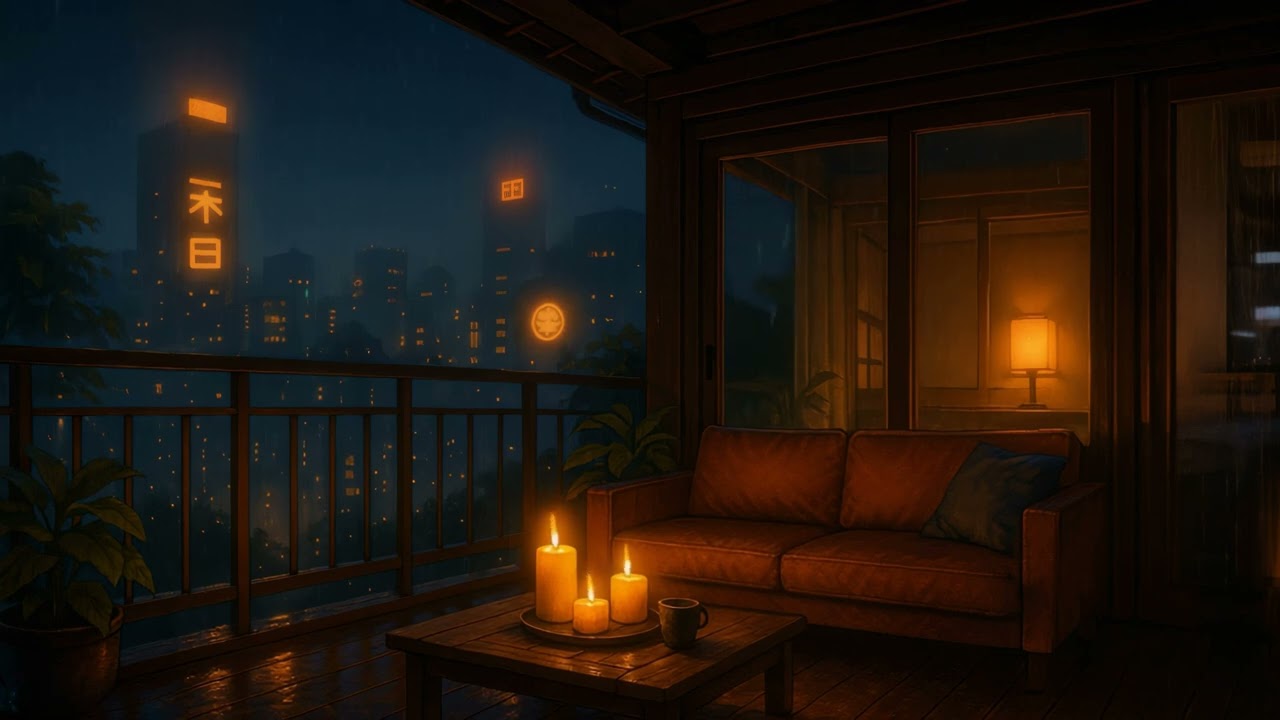 Cozy Rainy Night in Tokyo 🌧️ Candlelight Lofi to Relax, Study & Sleep
