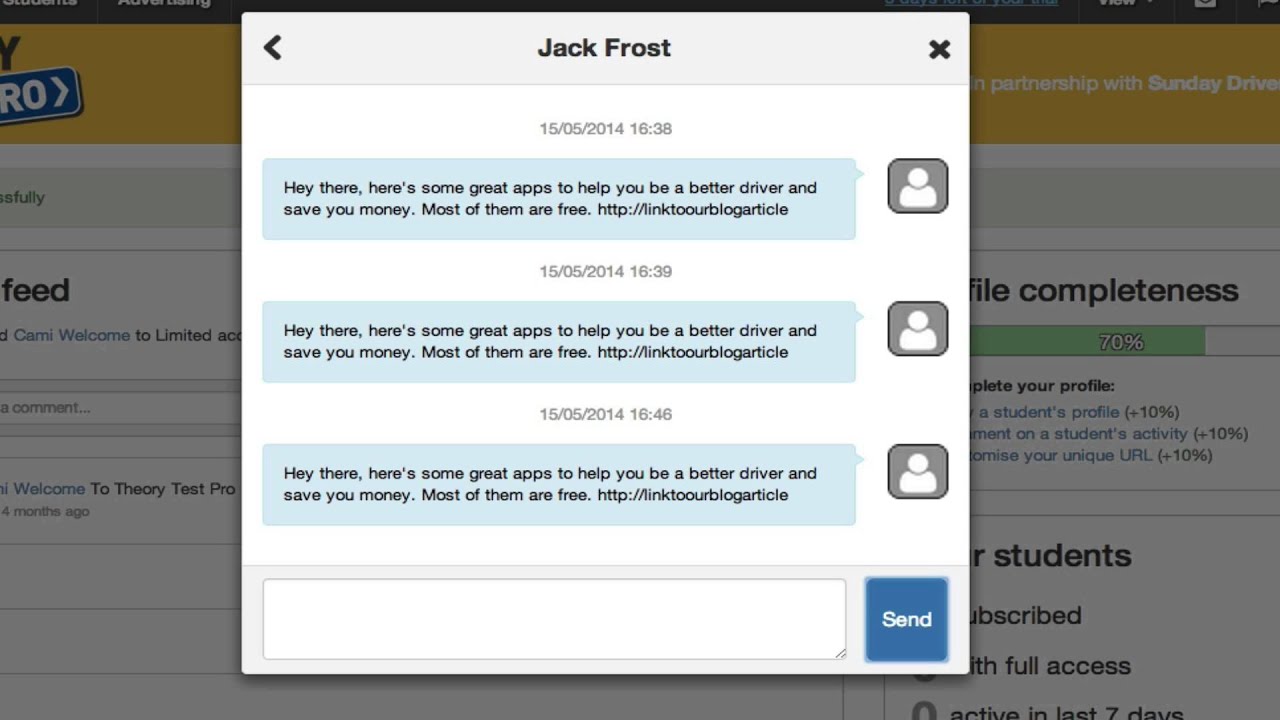 Theory Test Pro - How to send information to students