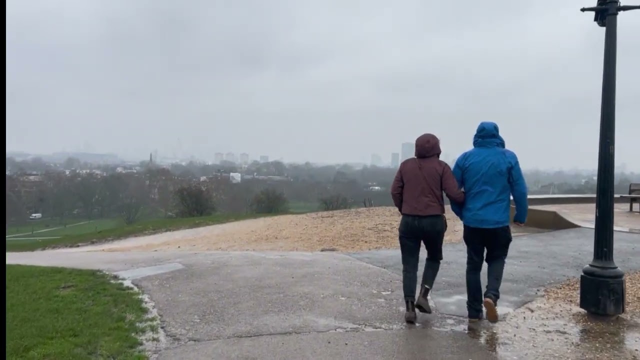 Relaxing Rain, Walk in Primrose Hill. London Park Ambience