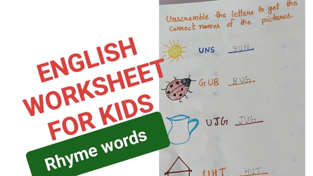 How To Learn Rhymes Words| Unscramble Words | #english #worksheet for #kids #easy #learning 