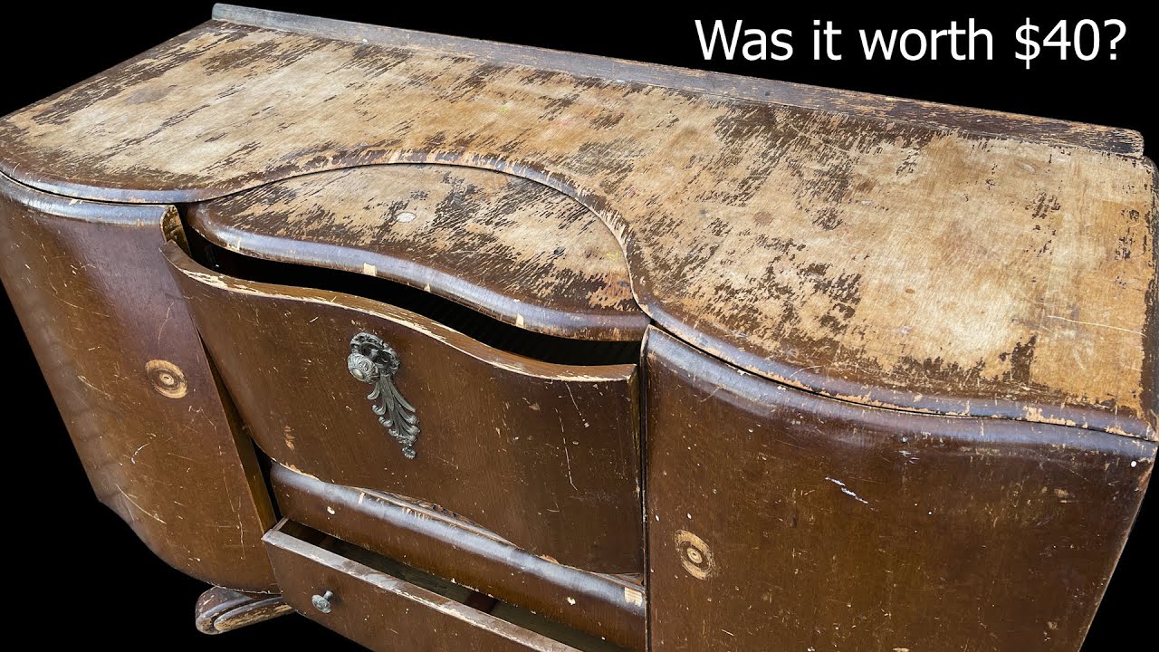 So.. Much.. Veneer Damage.. Retro Bar Cabinet Restoration