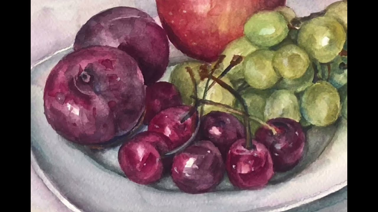 Watercolor painting - silent      nature.  طبيعة صامتة بالألوان المائية