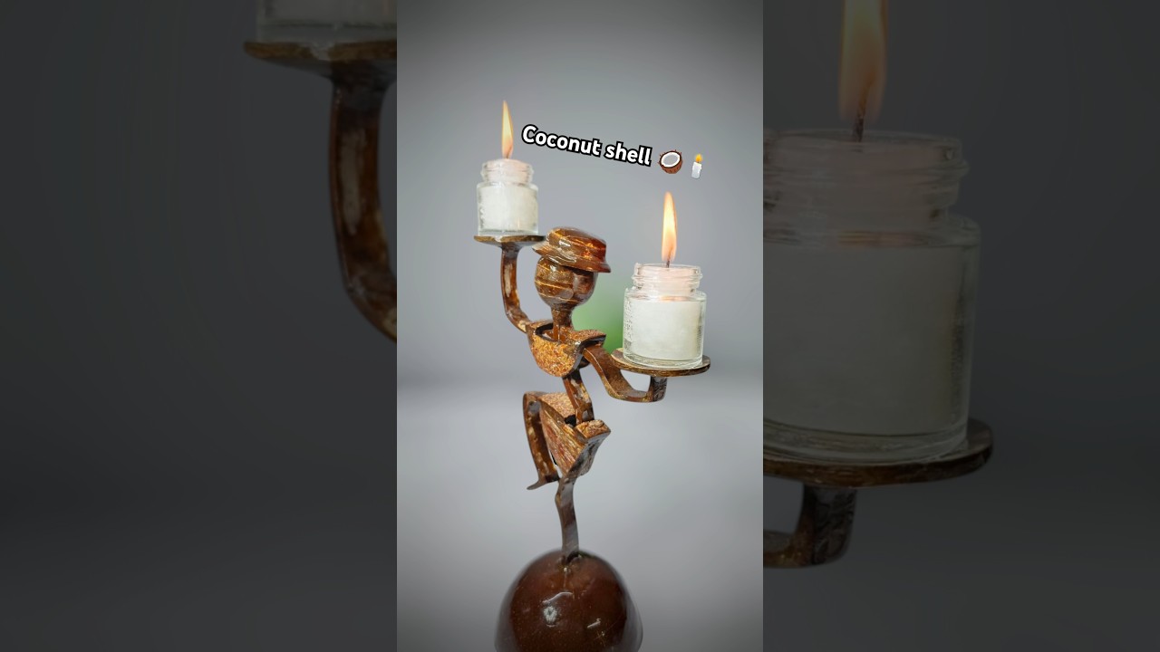 🕯️Create a 🥥Coconut Shell Candle Stand! #shortsfeed #music #shorts #diy #craft