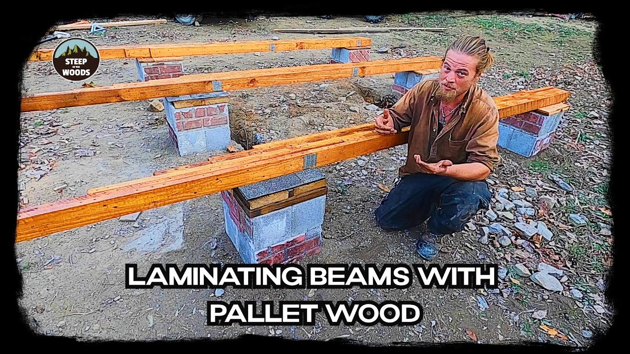 Laminated Pallet Wood Beams & Ground Anchors - Pallet Tower House Foundation!