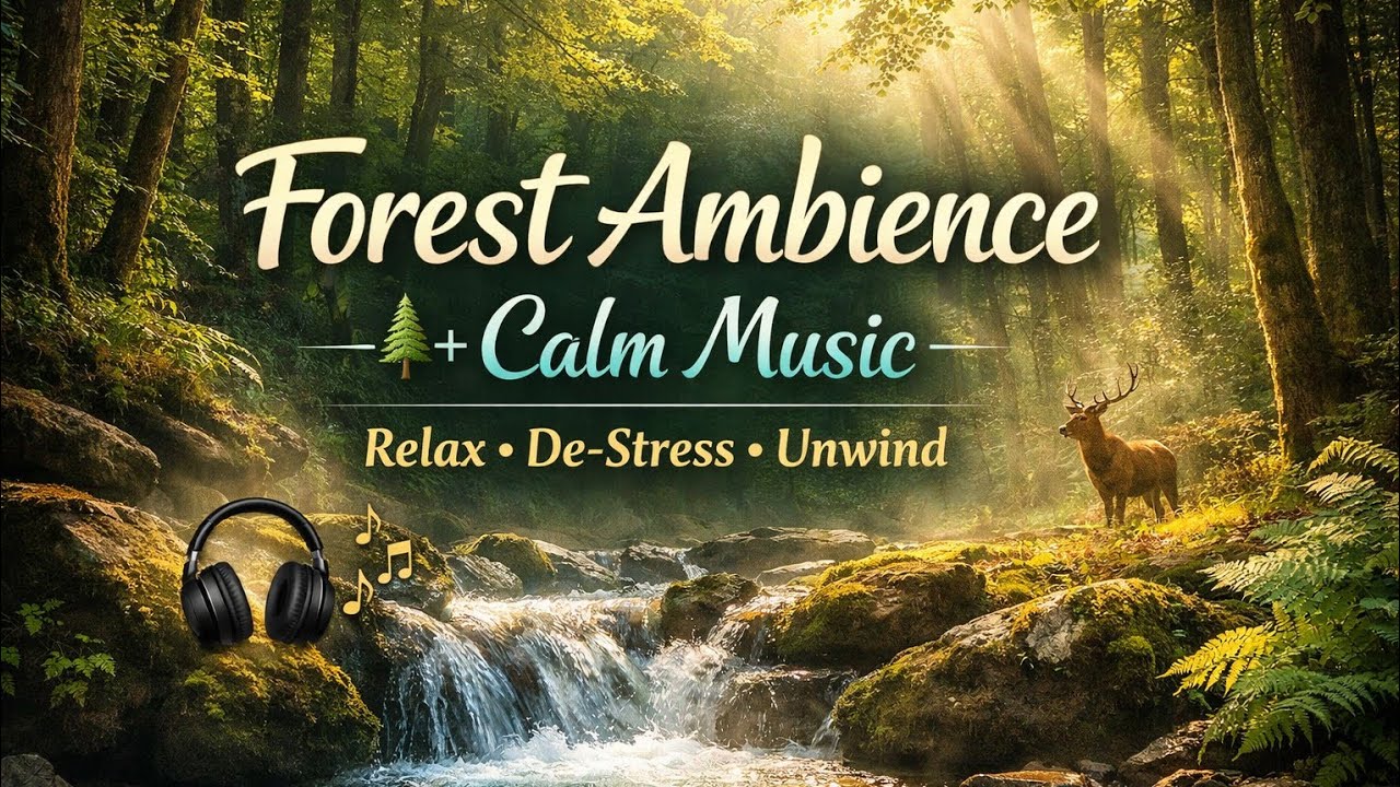 Forest Ambience + Calm Music 🌲 | Deep Relaxation, Stress Relief & Peaceful Nature Sounds