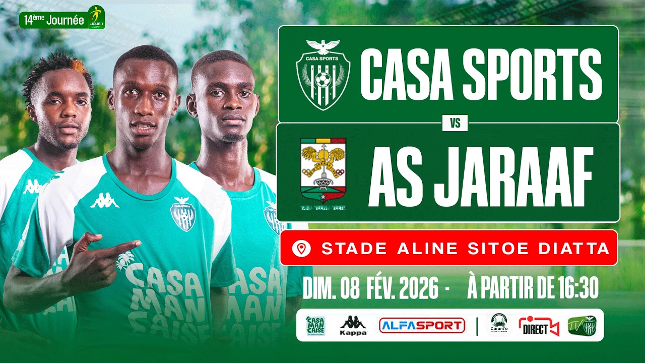 🔴[DIRECT //14ème Journée Ligue 1 Saison 2025-2026 MATCH // CASA SPORTS  🆚 ASC JARAAF AU Stade A S.D