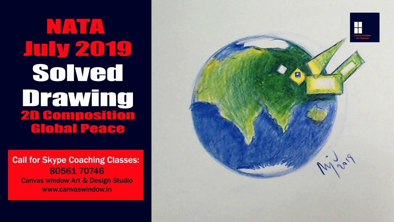 NATA 2019 Solved Drawing - 2D Composition | Global Peace