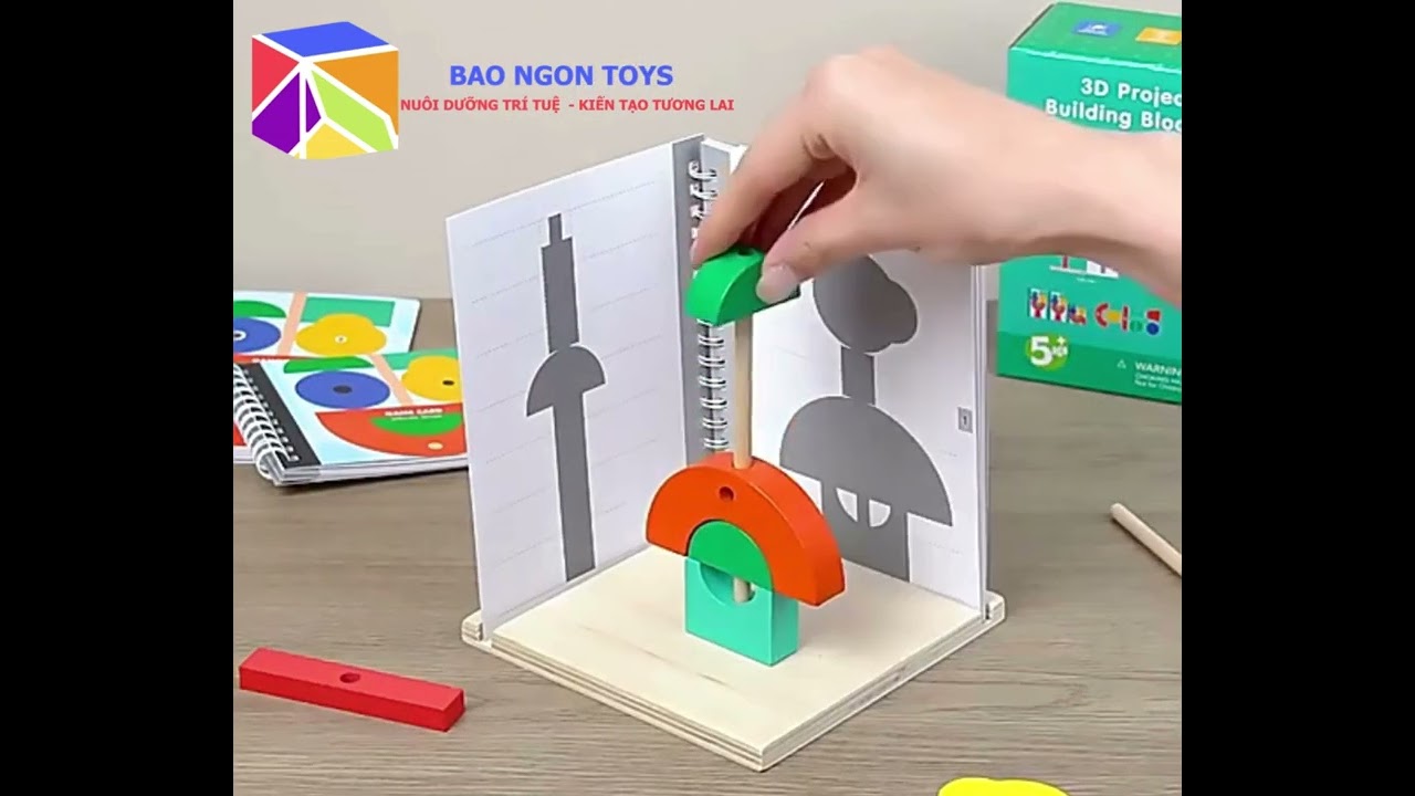 DG304 wooden 3d shape matching puzzle toys, wooden 3d projection building blocks BAO NGON TOYS
