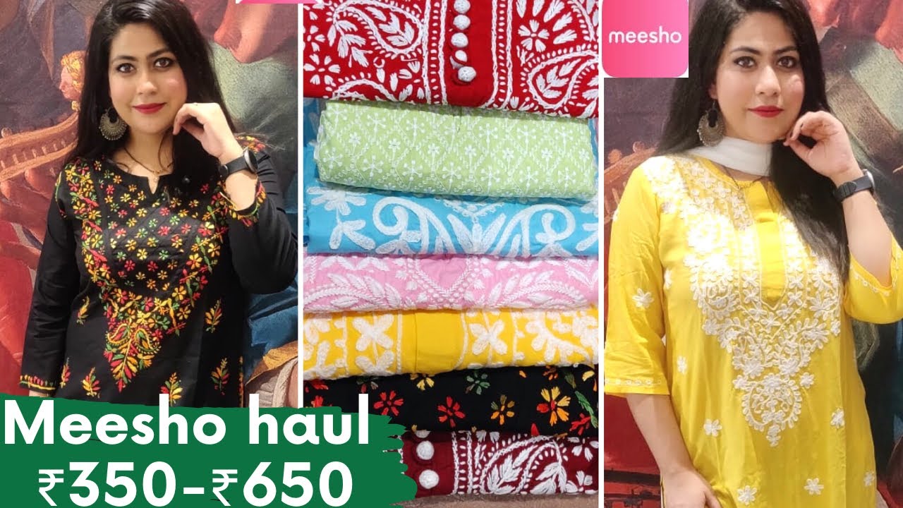 Meesho Chikankari Kurti haul (₹350-₹650) | Meesho haul | Cotton Chikankari Kurti | Meesho Kurti haul