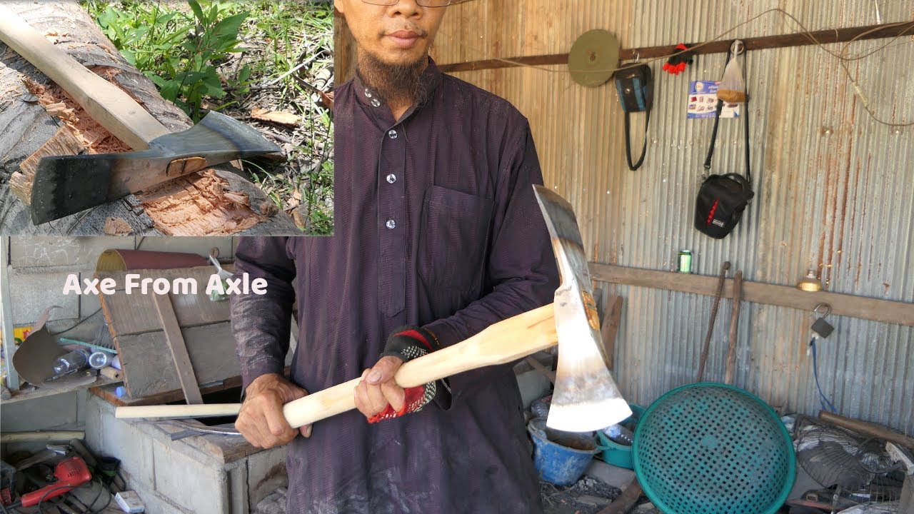 MAKING A SHARP PULASKI AXE FROM CAR AXLE ( HOMEMADE AXE )