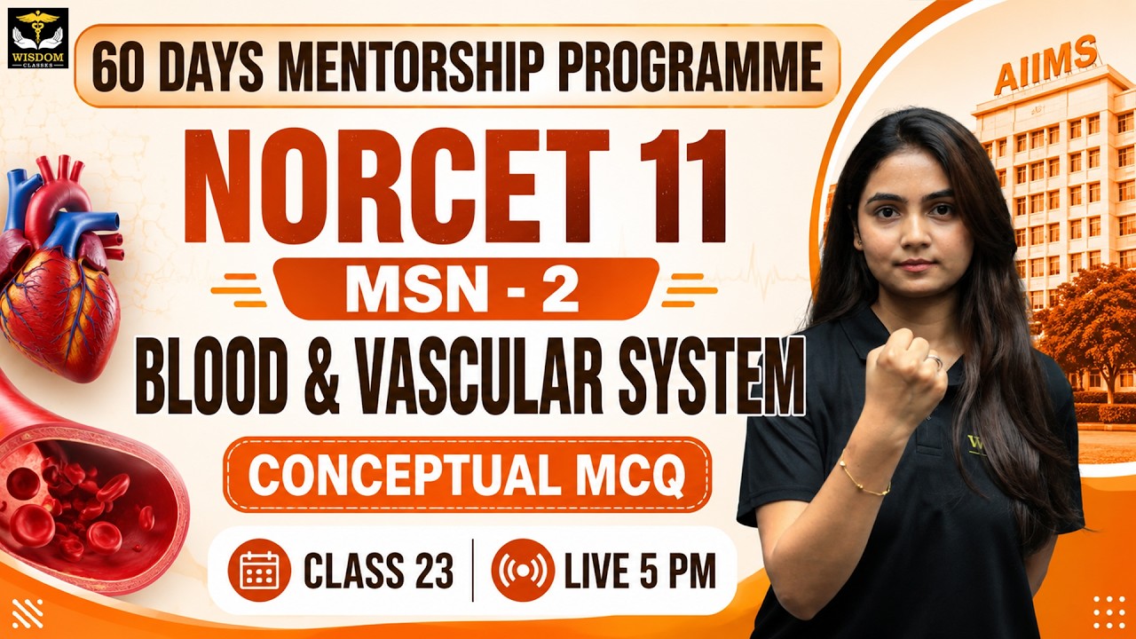 NORCET 11 Preparation | MSN -2 BLOOD VASCULAR SYSTEM MCQs Special Classes!