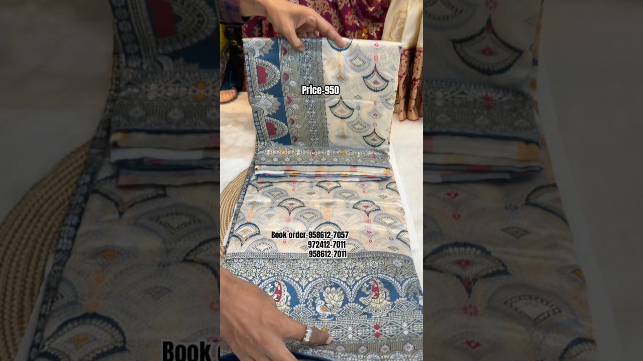 A very beautiful pure dola silk white and blue ￼colour Sarees #trending #fashion #saree #reels #new