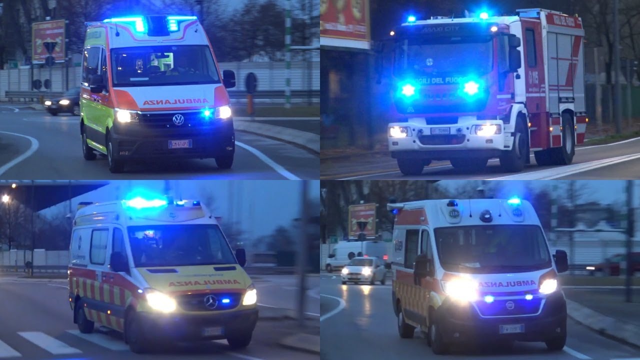 [4 EMERGENZE IN 5 MINUTI] VVF + SUEM 118 TREVISO + MONTEBELLUNA + CROCE VERDE in emergenza