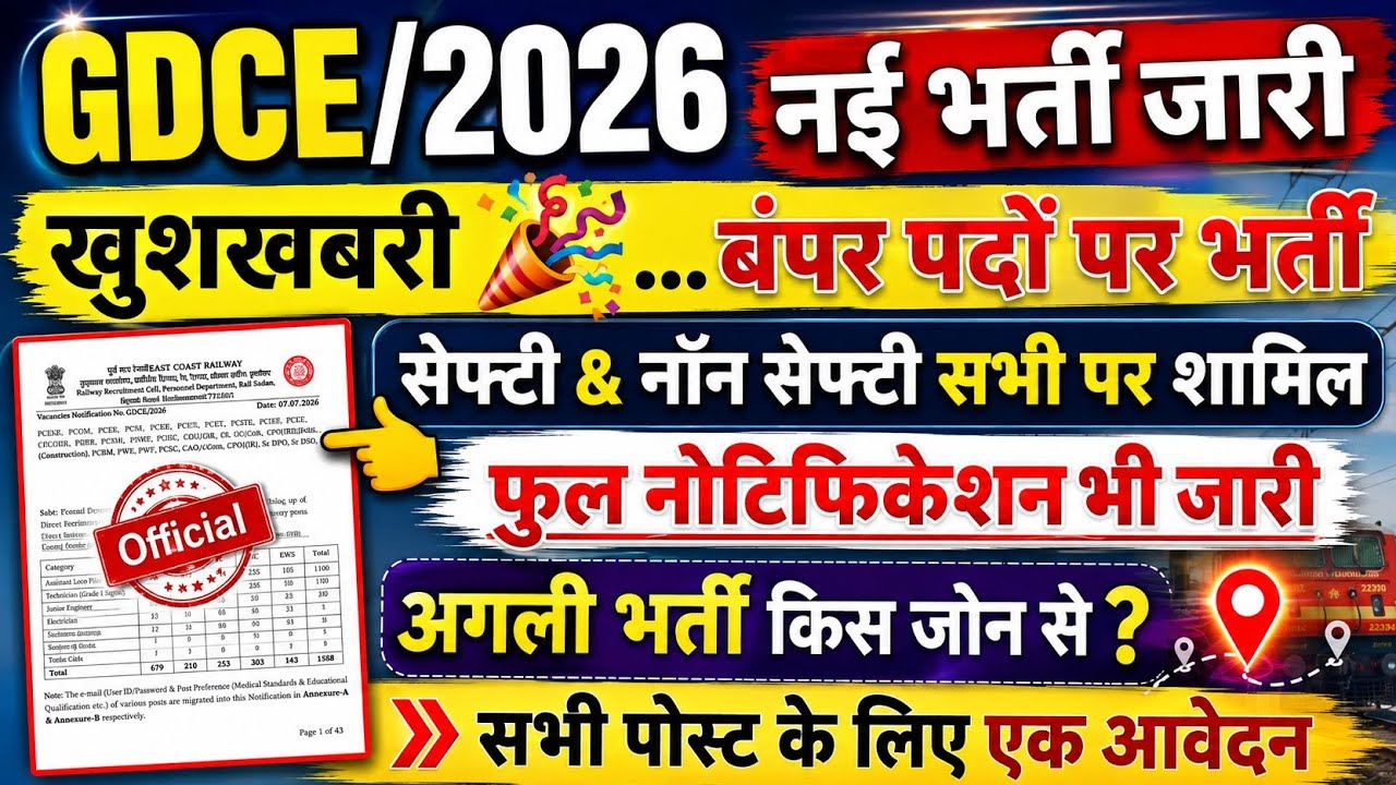 लो जी GDCE 2026 नई भर्ती जारी🎉 | खुशखबरी..बंपर पदों पर भर्ती | सेफ्टी & नॉन सेफ्टी सभी पदों पर भर्ती