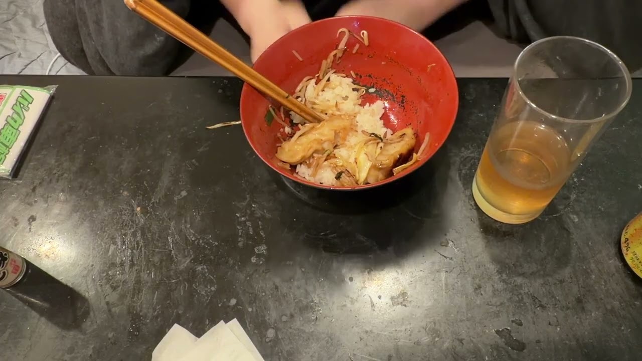 朝食 餃子炒め丼