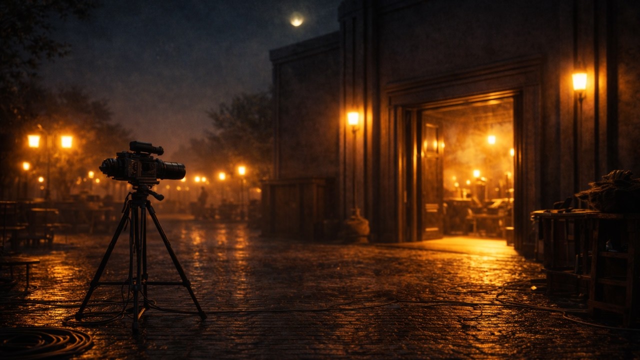 A Calm Walk Through a Film Studio at Night | Sleep Story for Adults | Still Hours