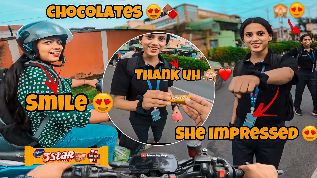 Giving chocolates to cute random girls 😍🍫|| she impressed to me 🙈😍|| ask for number