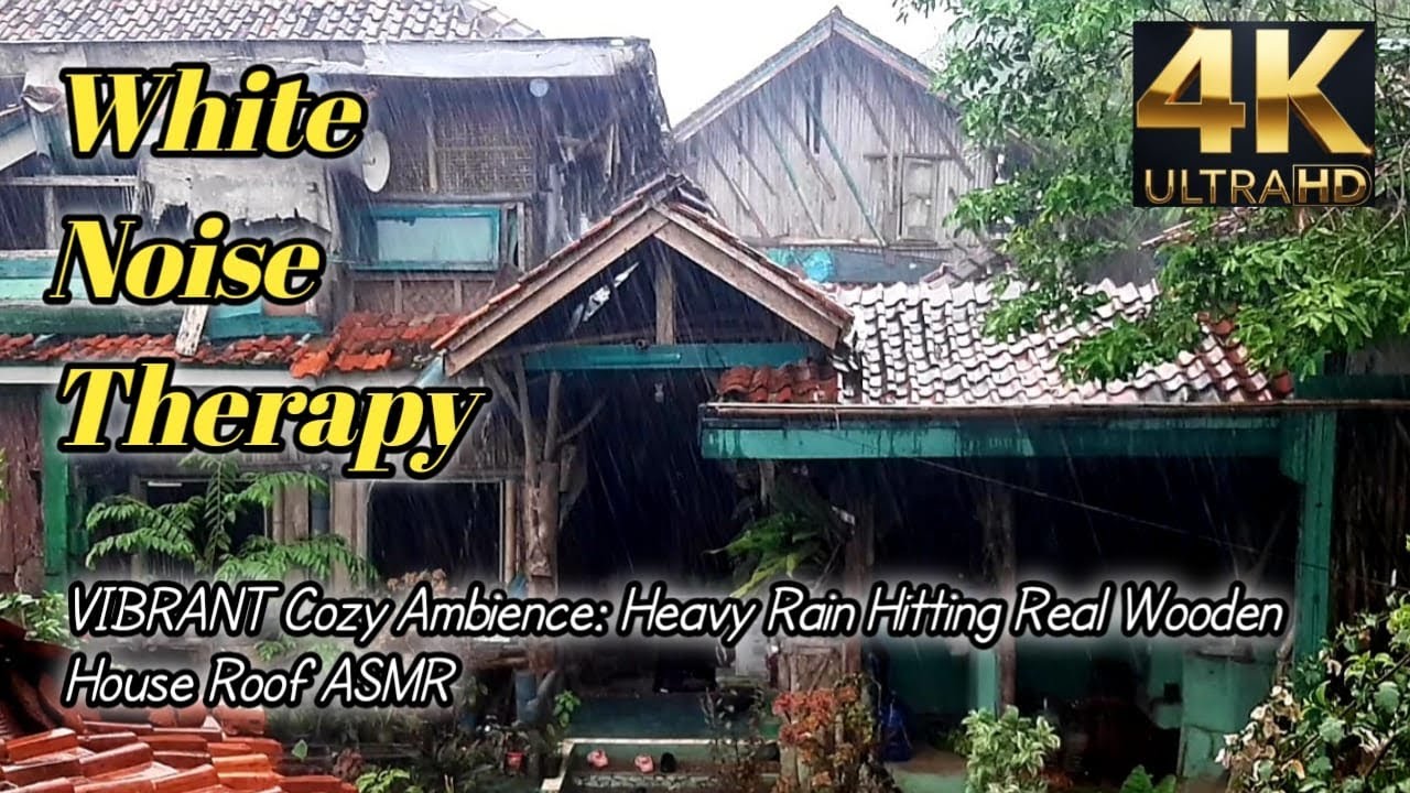 VIBRANT Cozy Ambience: Heavy Rain Hitting Real Wooden House Roof ASMR for Ultimate Calm & Sleep.